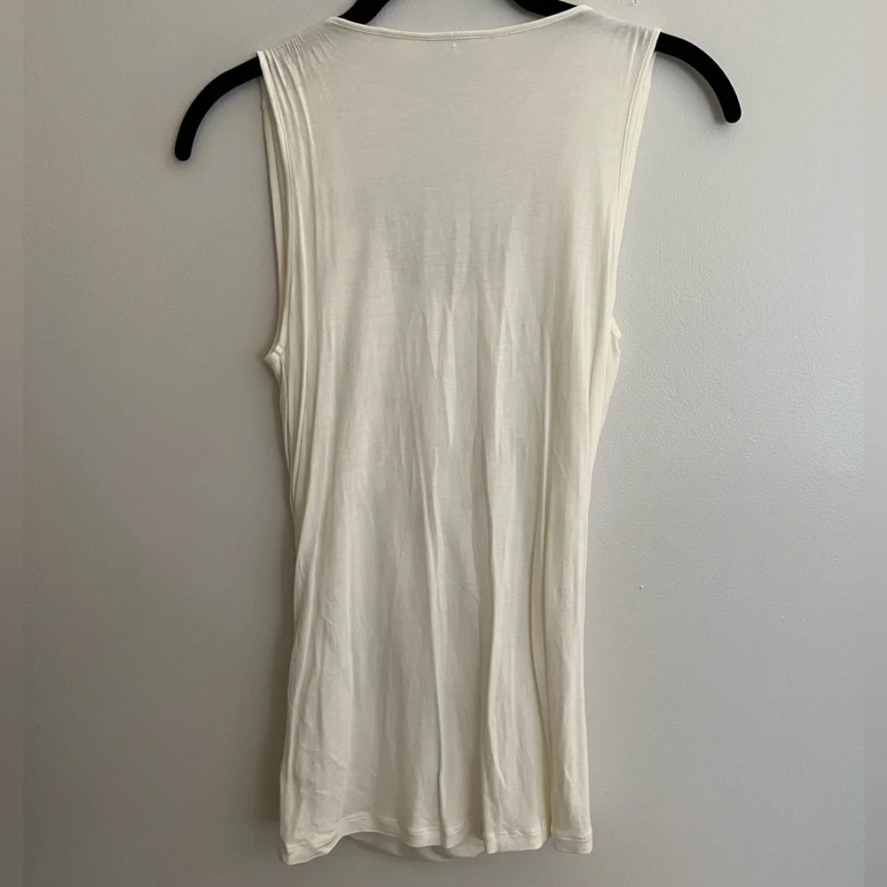 New York & Company Off White Sequin Tank Top with Plunging Cowl Neckline Size XS - Picture 3 of 5